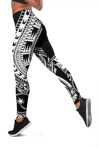 Chuuk Women Leggings Polynesian Pattern Black - Polynesian Pride