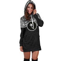 Chuuk Women's Hoodie Dress - Black White Version - Polynesian Pride