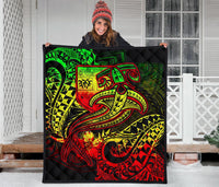 Fiji Premium Quilt - Reggae Shark Polynesian Tattoo - Polynesian Pride