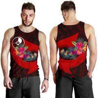 Yap Men's Tank Top - Polynesian Hook And Hibiscus (Red) - Polynesian Pride