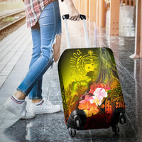 Samoa Luggage Covers - Humpback Whale with Tropical Flowers (Yellow) - Polynesian Pride