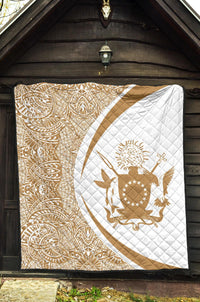 Cook Islands Coat Of Arms Polynesian Premium Quilt - Circle Style - 03 - Polynesian Pride
