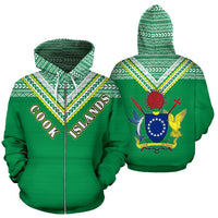 Cook Islands All Over Zip up Hoodie Polynesian Hoodie Style Unisex White - Polynesian Pride