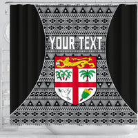 Fiji Custom Personalised Shower Curtains - Tapa Pattern Sport Style - Polynesian Pride