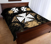 Wallis And Futuna Polynesian Quilt Bed Set Hibiscus Gold - Polynesian Pride