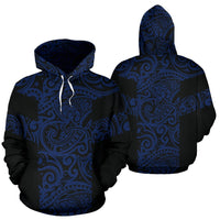 Hoodie Polynesian Tattoo Style Blue Unisex Blue - Polynesian Pride