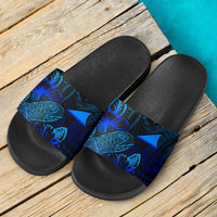 Tokelau Sandals - Turtle Hibiscus Pattern Blue - Polynesian Pride