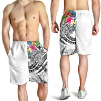 Polynesian Hawaii Kanaka Maoli Men's Shorts - Summer Plumeria (White) - Polynesian Pride