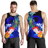CNMI Custom Personalised Men's Tank Top - Humpback Whale with Tropical Flowers (Blue) - Polynesian Pride