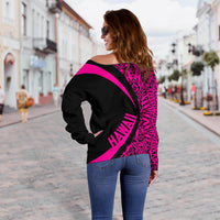 Kanaka Hawaii Map Pink Polynesian Off Shoulder Sweater - Circle Style - Polynesian Pride
