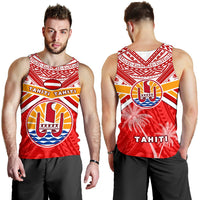 Tahiti Rugby Men Tank Top Polynesian Coat Of Arms and Flag - Polynesian Pride