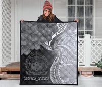 Samoa Custom Personalised Premium Quilt - Samoa Seal Wave Style (Black) - Polynesian Pride