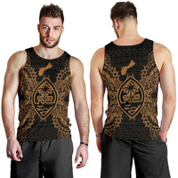 Guam Polynesian Men Tank Top Map Gold - Polynesian Pride