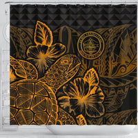 Palau Shower Curtain Turtle Hibiscus Gold - Polynesian Pride