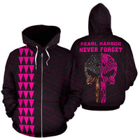 Polynesian Kakau Skull National Pearl Harbor Remembrance Day Hawaii Zip Hoodie Pink Unisex Pink - Polynesian Pride