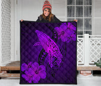 Hawaii Whale Swim Poly Purple Premium Quilt - Polynesian Pride
