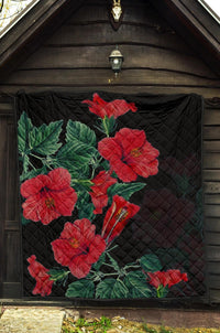 Hibiscus Red Flower Premium Quilt - Polynesian Pride