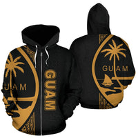 Guam Polynesian Zip up Hoodie Yellow Line Unisex Yellow - Polynesian Pride