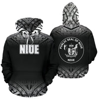 Niue All Over Hoodie Fog Black Style Unisex Black - Polynesian Pride