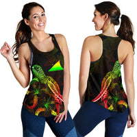Tokelau Polynesian Women Tank Top - Turtle With Blooming Hibiscus Reggae - Polynesian Pride