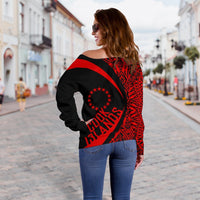 Cook Islands Women's Off Shoulder Sweater - Circle Style 04 - Polynesian Pride