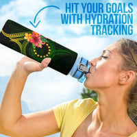 Cook Islands Polynesian Custom Personalised Hydro Tracking Bottle - Floral With Seal Flag Color - Polynesian Pride