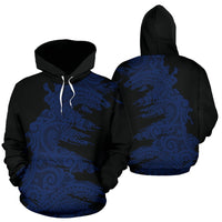 Hoodie Polynesian Tattoo Blue Unisex Blue - Polynesian Pride