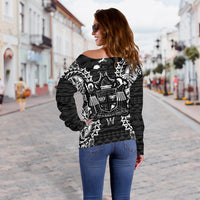 Fiji Polynesian Shoulder Sweater Map Black - Polynesian Pride