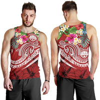FSM Polynesian Men's Tank Top - Summer Plumeria (Red) - Polynesian Pride