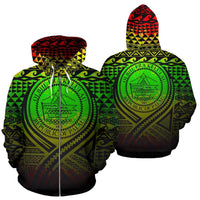 Palau All Over Zip up Hoodie Lift up Reggae Unisex Reggae - Polynesian Pride