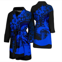 Guam Men's Bathrobe - Hibiscus And Wave Blue - Polynesian Pride