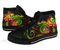 American Samoa Polynesian High Top Shoes - Reggae Plumeria - Polynesian Pride