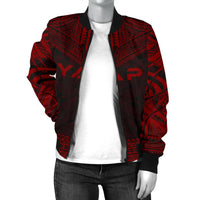 Yap Polynesian Chief Women'S Bomber Jacket - Red Version - Polynesian Pride