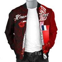 Wallis and Futuna Polynesian Custom Personalised Men's Bomber Jacket - Coat Of Arm With Hibiscus - Polynesian Pride