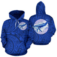 Polynesian Hoodie Blue Whale Polynesian Tattoo Unisex Blue - Polynesian Pride