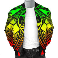 Guam Polynesian Men's Bomber Jacket - Guam Reggae Seal with Polynesian Tattoo - Polynesian Pride