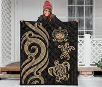 Samoa Premium Quilt - Gold Tentacle Turtle - Polynesian Pride