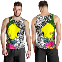 Palau Custom Personalised Men's Tank Top White - Turtle Plumeria Banana Leaf - Polynesian Pride