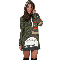 Anzac Maori Women Hoodie Dress Camo Lest For Get - Polynesian Pride