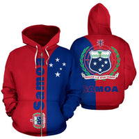 Samoa Polynesian All Over Zip up Hoodie Shoulder Style Unisex Red - Polynesian Pride