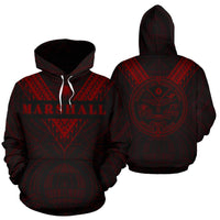 Marshall Islands All Over Hoodie Red Sailor Style Unisex Red and Black - Polynesian Pride