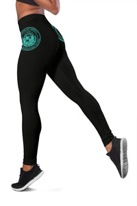 Hawaii State Tattoo Swirly Turquoise Polynesian Women's Leggings - Polynesian Pride