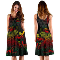 Guam Polynesian Midi Dress - Turtle Hibiscus Reggae - Polynesian Pride