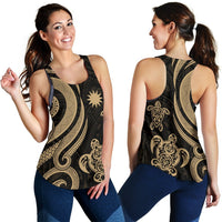 Nauru Women's Racerback Tank - Gold Tentacle Turtle - Polynesian Pride