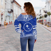 Chuuk Polynesian Chief Custom Personalised Women's Off Shoulder Sweater - Flag Version - Polynesian Pride