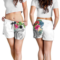 Marshall Islands Polynesian Women's Shorts - Summer Plumeria (white) - Polynesian Pride