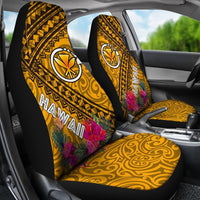 Hawaii Car Seat Covers - Kanaka Maoli With Hibiscus On Polynesian Patterns (YELLOW) - Polynesian Pride