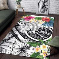 Tahiti Polynesian Area Rug - Summer Plumeria (White) - Polynesian Pride