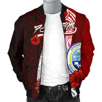 Federated States Of Micronesia Men's Bomber Jacket - Coat Of Arm With Hibiscus - Polynesian Pride