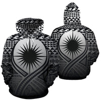 Marshall Islands All Over Hoodie Lift up Black Unisex Black - Polynesian Pride